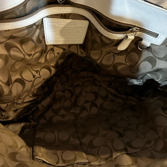 Gently used black pattern, leather coach tote - Picture 3 of 5